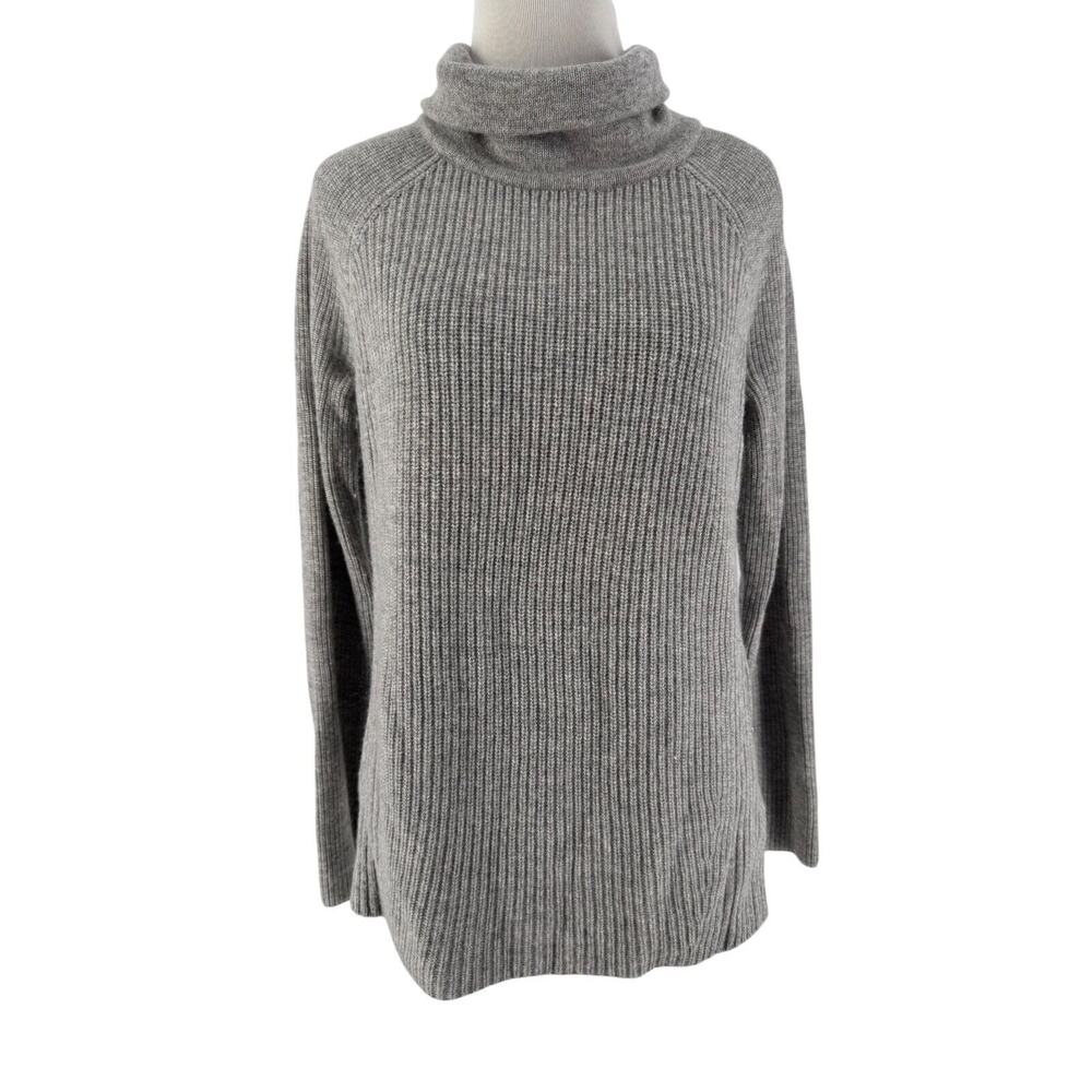 Vince Women's Gray Wool Cashmere Side-Zip Ribbed Cowl Neck Sweater Size XS